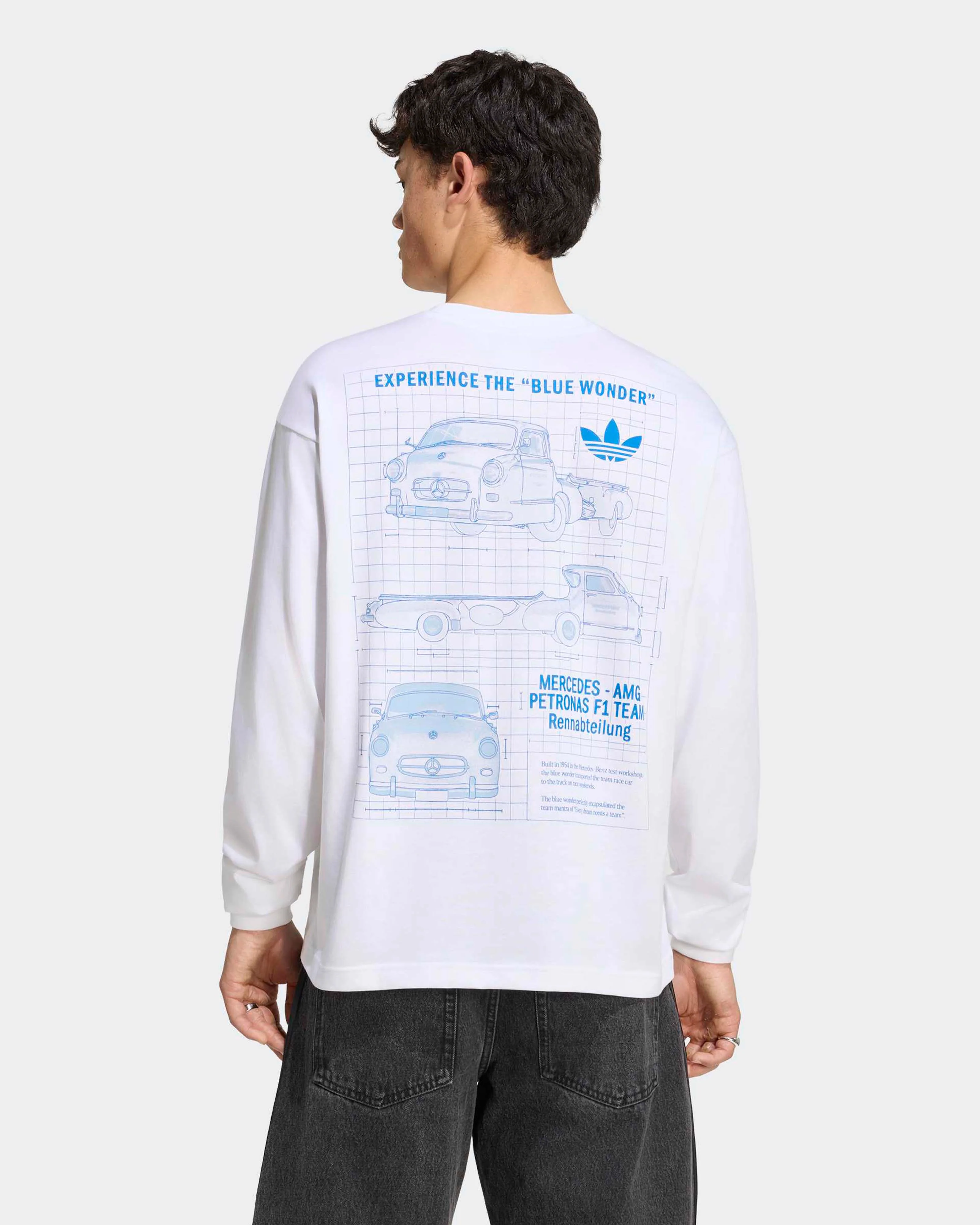 Mens Blue Wonder Longsleeve T-shirt White - Image 4