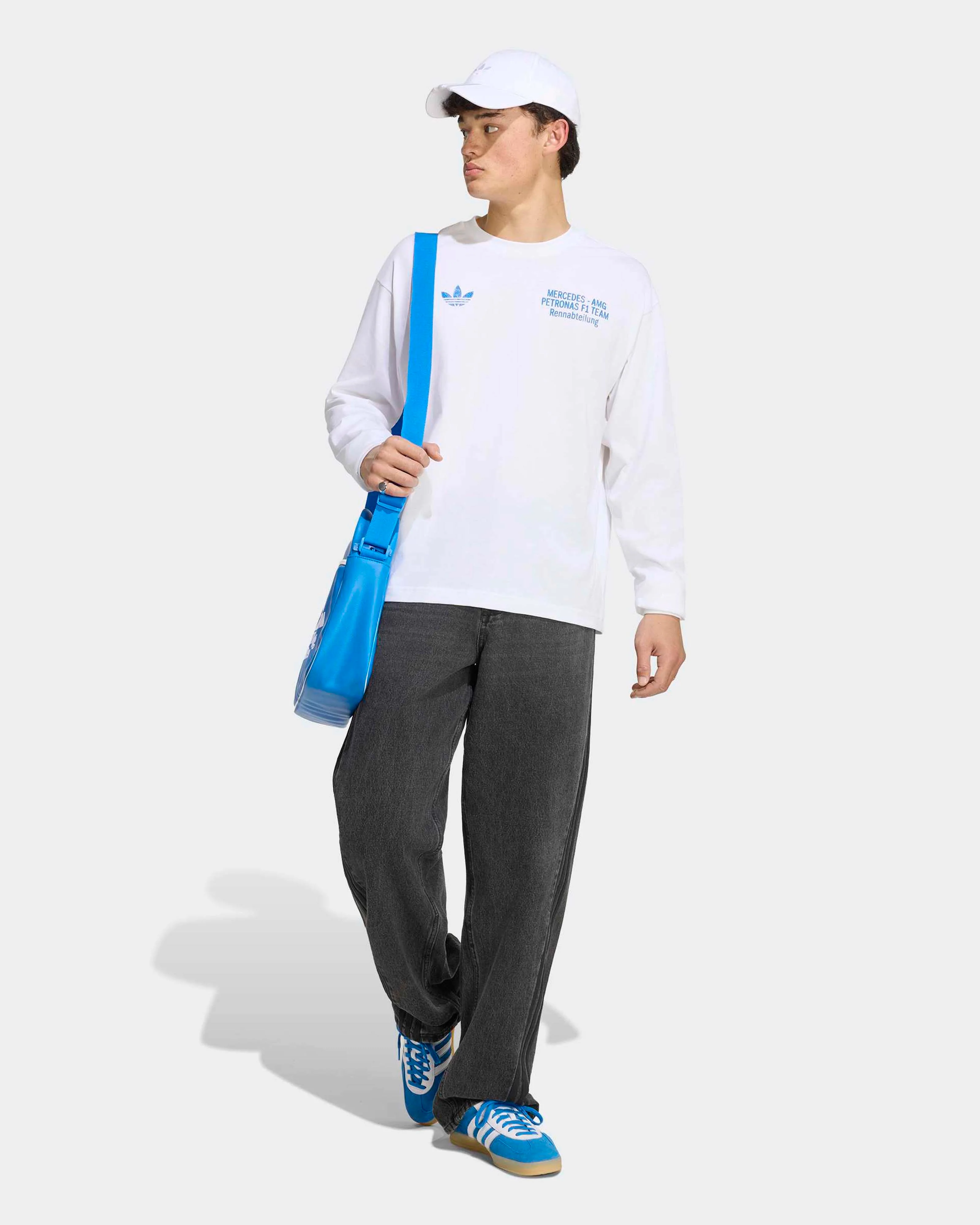 Mens Blue Wonder Longsleeve T-shirt White - Image 5