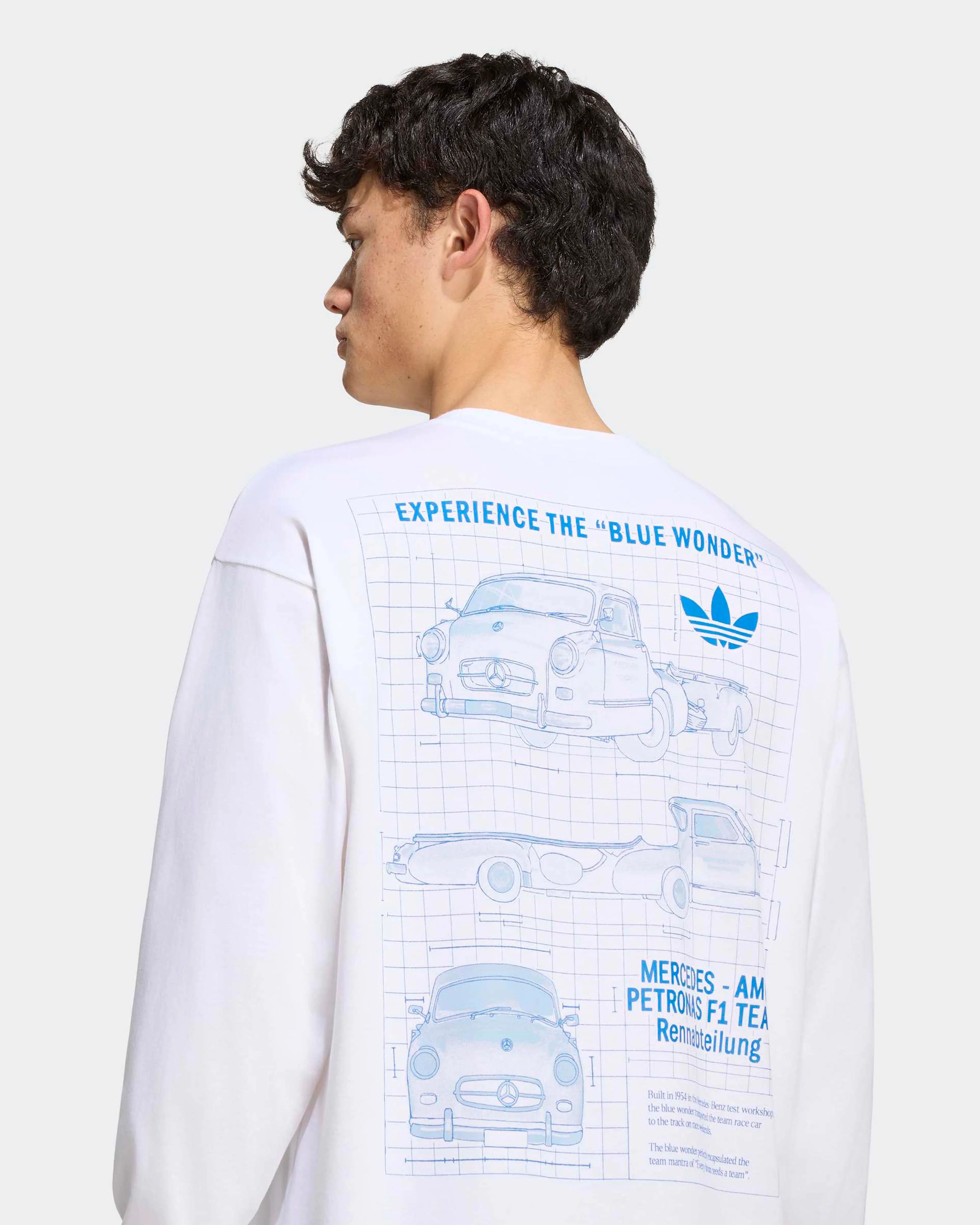 Mens Blue Wonder Longsleeve T-shirt White - Image 7