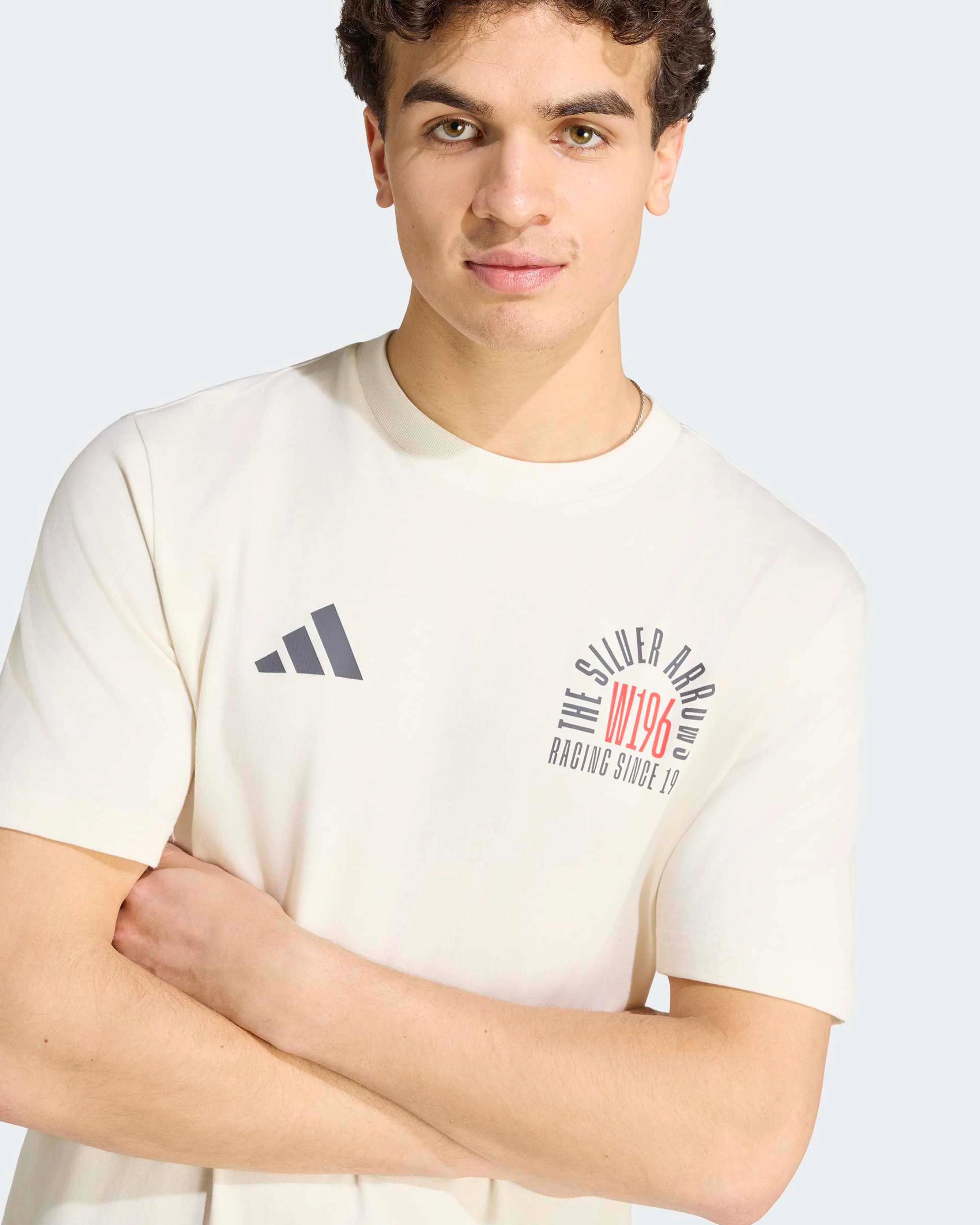 Mens Silver Arrows 1955 Graphic T-shirt Off White - Image 4