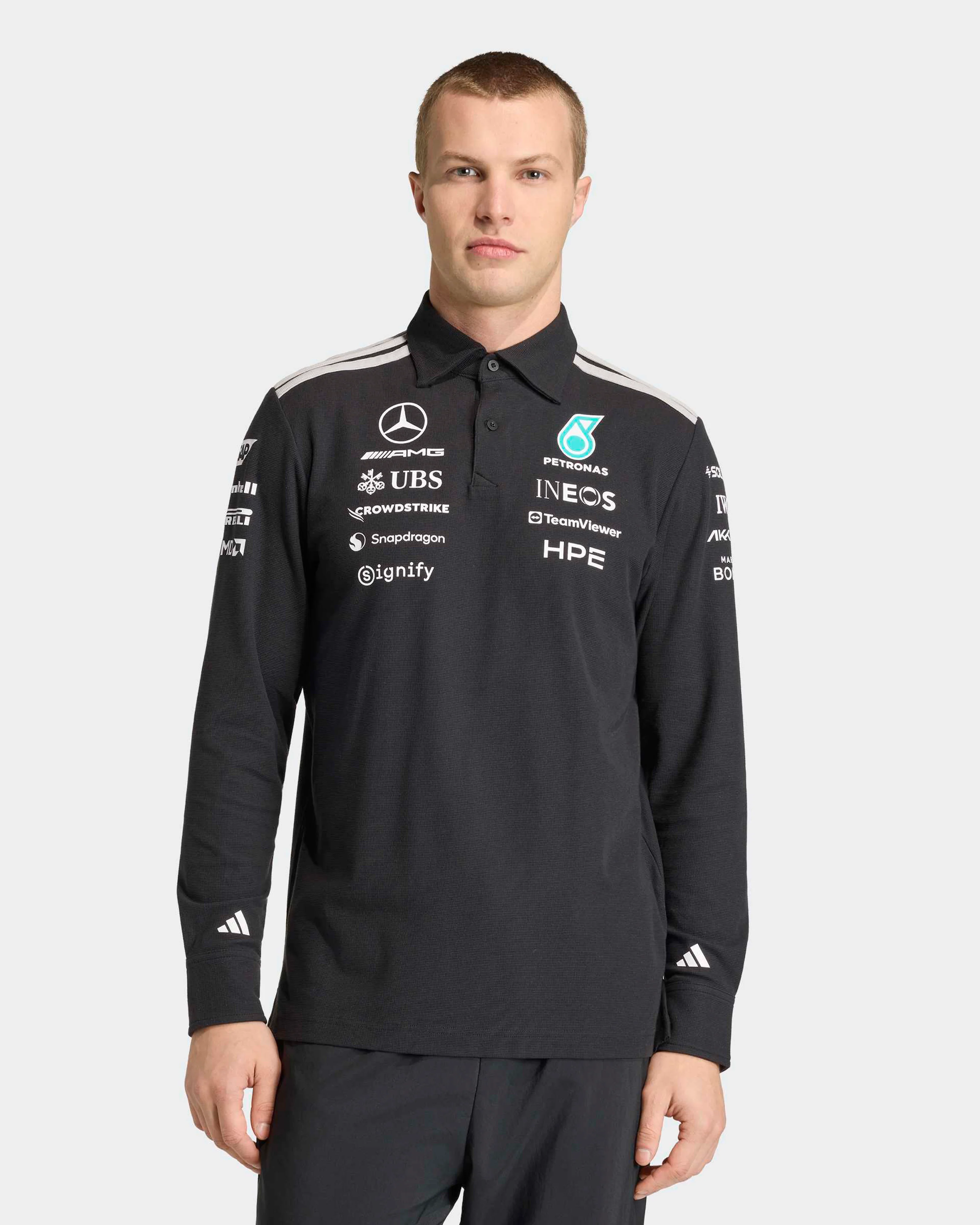 Mens 2026 Team Long-Sleeve Polo Black - Image 3