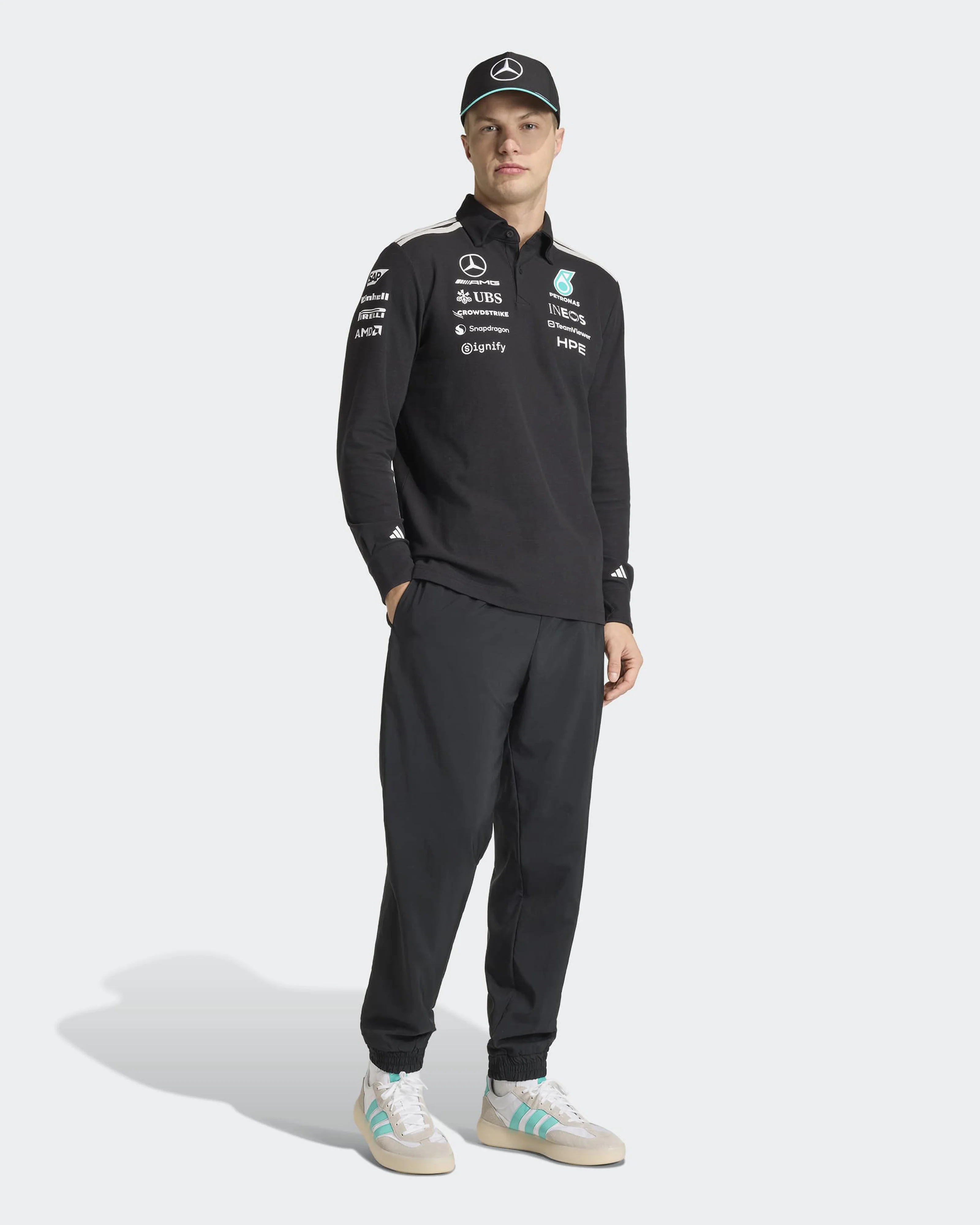 Mens 2026 Team Long-Sleeve Polo Black - Image 5